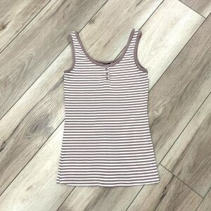 Cynthia Rowley Brown & White Striped Tank Top Y2K M